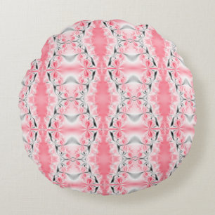 Abstract Pink Fractal Pattern Round Cushion