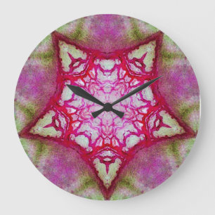 ABSTRACT PINK FUCHSIA STAR LARGE CLOCK