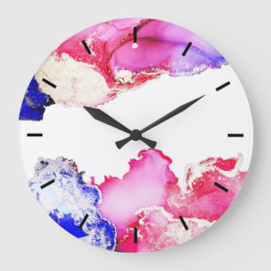 Abstract Pink Gold Blue Acrylic Wall Clock