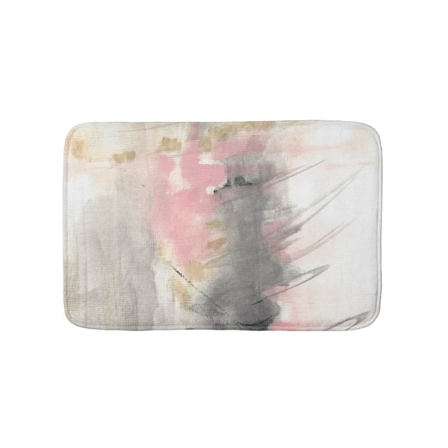 Abstract Pink Gold Grey Modern Art Bath Mat (Front)