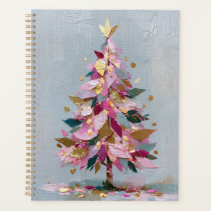 Abstract Pink & Gold Impasto Christmas Tree Planner