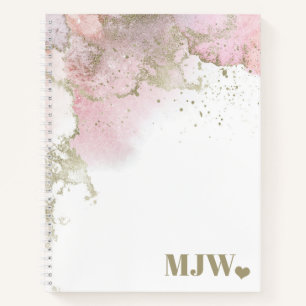 Abstract Pink & Gold Modern Monogram Notebook