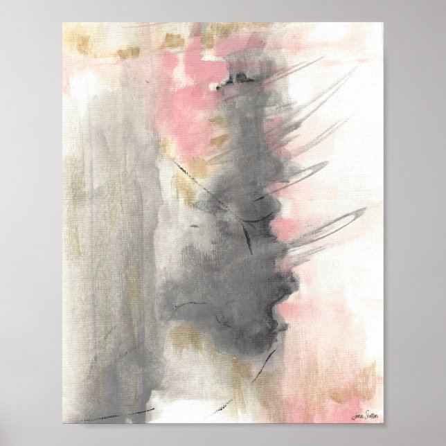 Abstract Pink Gold Painting Art Print (Front)