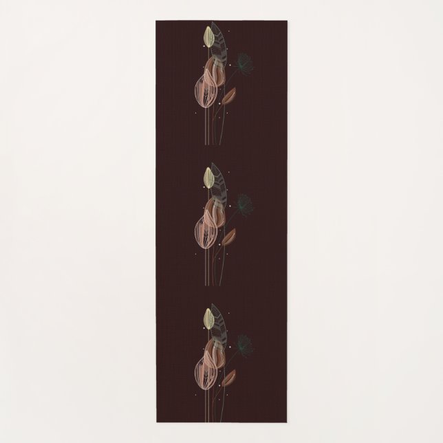 Abstract Pink & Gold Tulips Minimalist Botanical  Yoga Mat (Front)