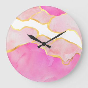 Abstract Pink Gold White Modern Acrylic Wall Clock