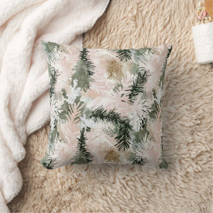 Abstract Pink Green Christmas trees Cushion