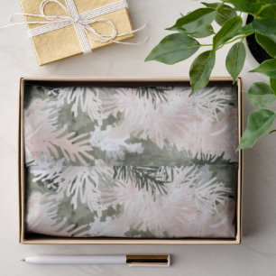 Abstract Pink Green Christmas trees Tissue Paper