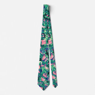 Abstract Pink Green Pattern Stylish Modern Gift Tie