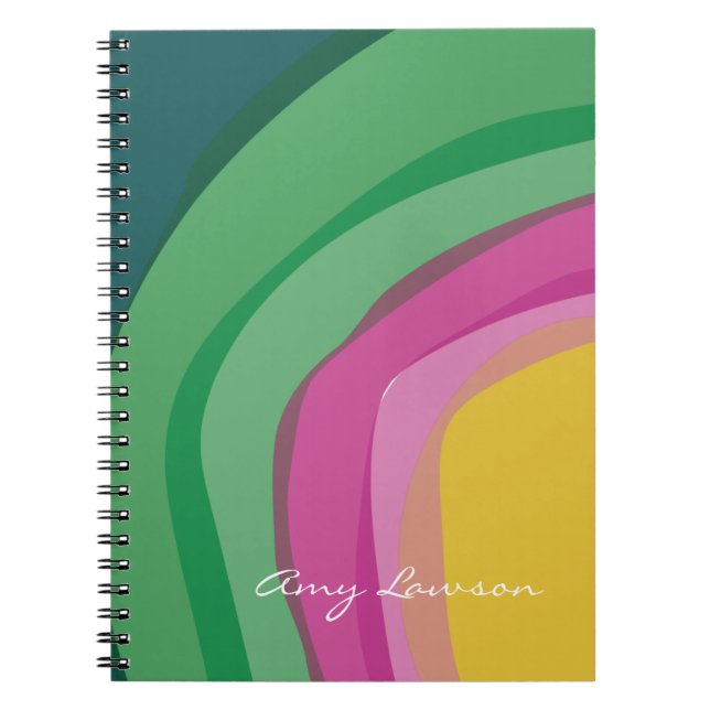 Abstract Pink Green Watercolor  Notebook (Front)