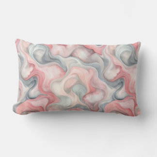 “Abstract Pink & Grey Lumbar Pillow