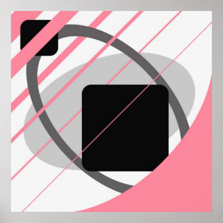 Abstract Pink Grey Off-White Black AP0002 Poster