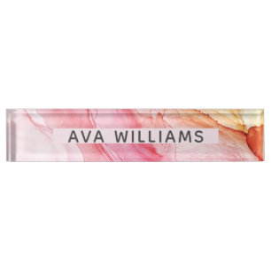 Abstract Pink Ink elegant Nameplate