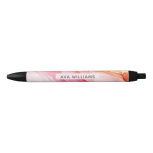 Abstract Pink Ink Paint Personalised Black Ink Pen