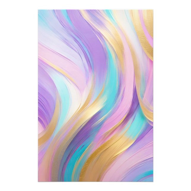 Abstract Pink Lilac Turquoise Gold Photo Print (Front)