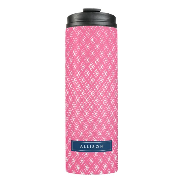Abstract Pink Line Strokes Pattern Thermal Tumbler (Front)