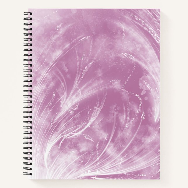 Abstract Pink Mauve Dandelions and fireflies Notebook (Front)