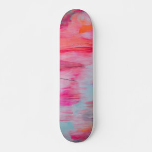Abstract Pink Orange and White Skateboard
