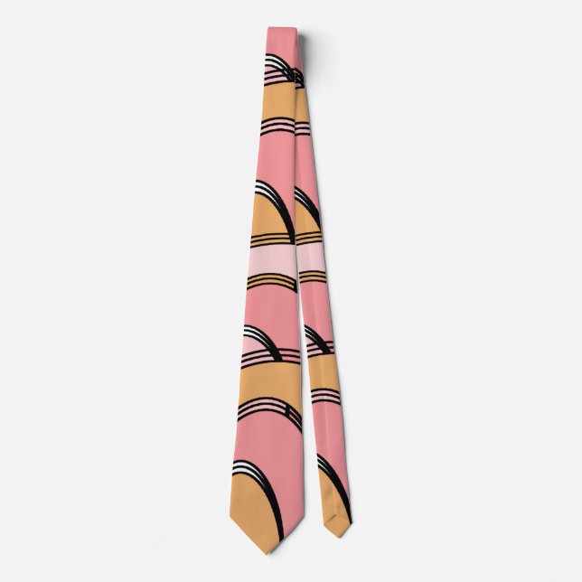 Abstract Pink Orange Hand Drawn Pattern Tie (Front)