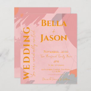 Abstract Pink Orange Pretty Wedding Invitation
