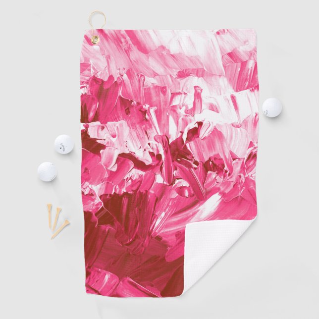 Abstract Pink Paint Waves Golf Towel (InSitu)