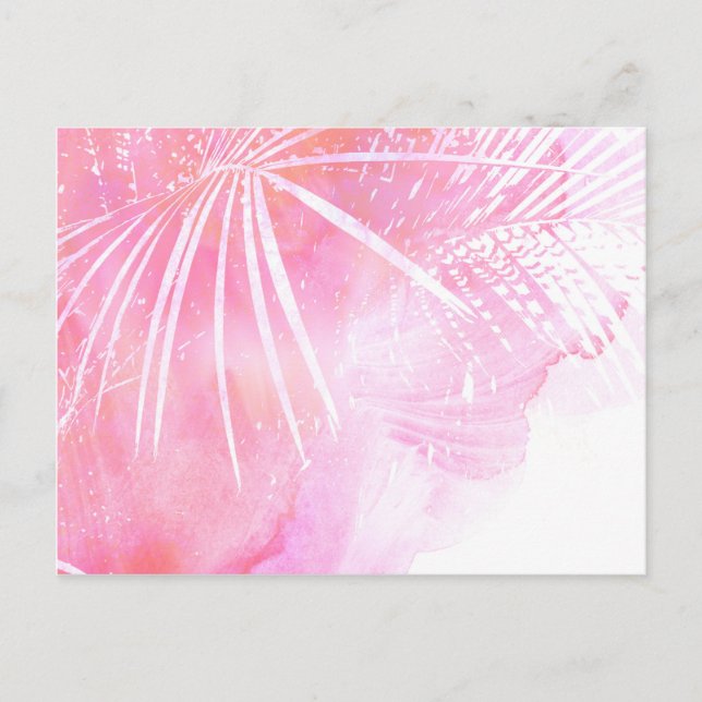Abstract Pink Palm Tree Leaves Design Postcard (Front)
