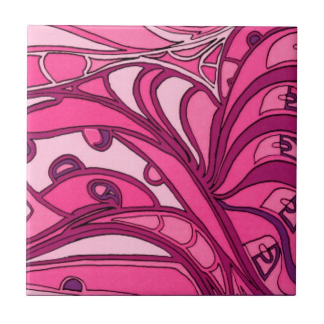 Abstract Pink Panel Painting Ceramic Tile (Front)