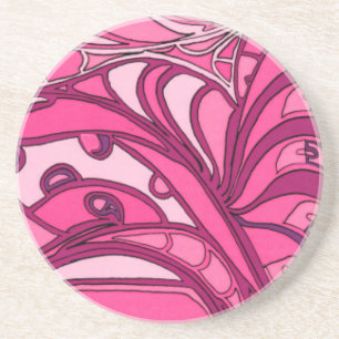 Abstract Pink Panel Painting Coaster