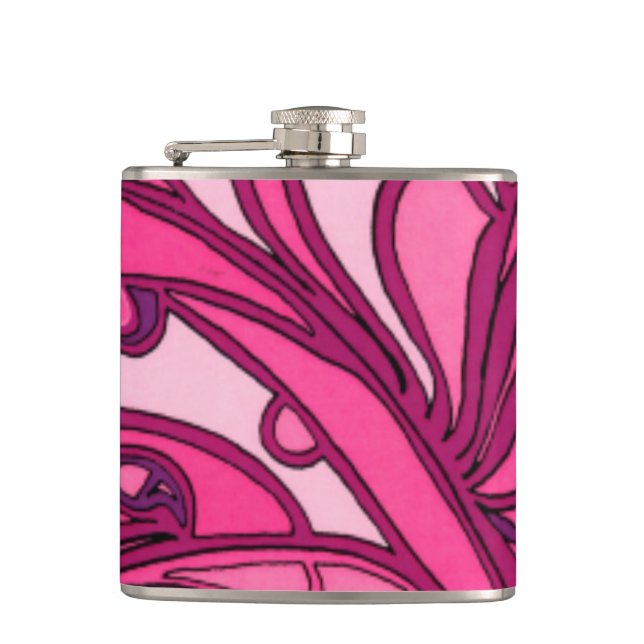 Abstract Pink Panel Painting Hip Flask (Front)