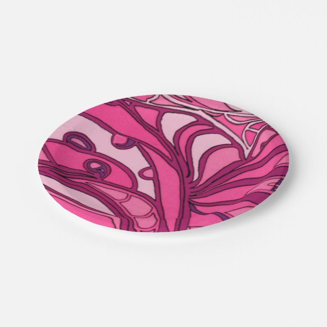 Abstract Pink Panel Painting Paper Plate (Angled)