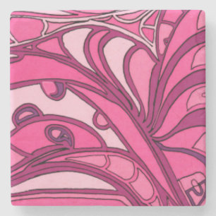 Abstract Pink Panel Painting Stone Coaster