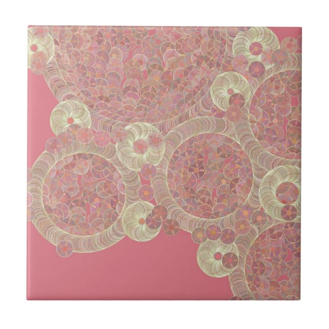abstract pink pattern floral colour personalise ar tile (Front)