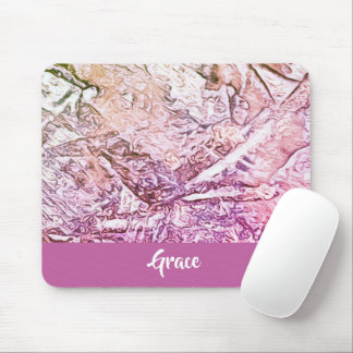 Abstract Pink Pattern Monogram Mouse Pad