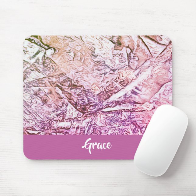 Abstract Pink Pattern Monogram Mouse Pad (With Mouse)
