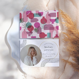 Abstract Pink Photo Graduation Announcement