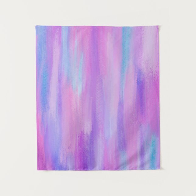 Abstract Pink, Purple and Turquoise Paint Strokes Tapestry (Front)