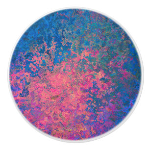 Abstract, Pink, Purple & Blue, Alcohol Ink Ceramic Knob