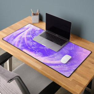 Abstract Pink purple Dandelions and fireflies Desk Mat