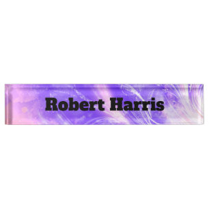 Abstract pink Purple Dandelions and fireflies Nameplate