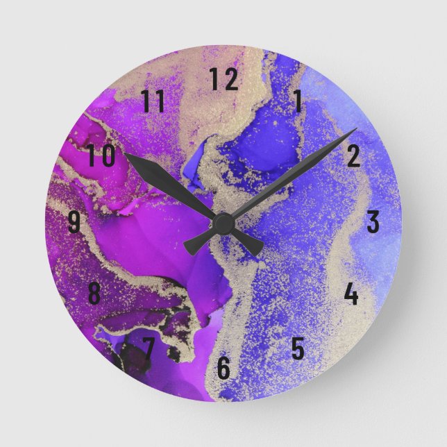 Abstract Pink Purple Gold Large Clock (Front)