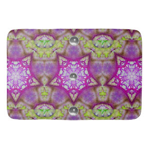 ABSTRACT PINK PURPLE GREEN STARS WITH GEMSTONES BATH MAT