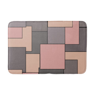 Abstract pink purple grey geometric art bath mat