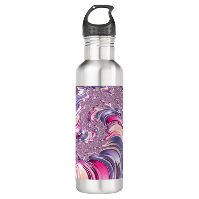 Abstract Pink Purple Spiral Fractal 710 Ml Water Bottle (Front)