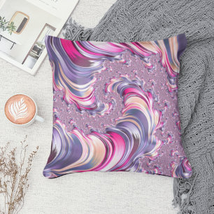 Abstract Pink Purple Spiral Fractal Cushion