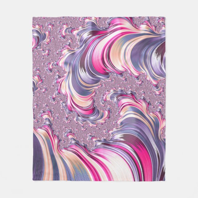 Abstract Pink Purple Spiral Fractal Fleece Blanket (Front)