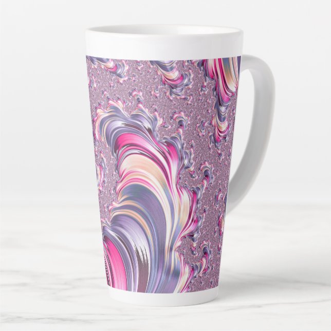 Abstract Pink Purple Spiral Fractal Latte Mug (Right Angle)