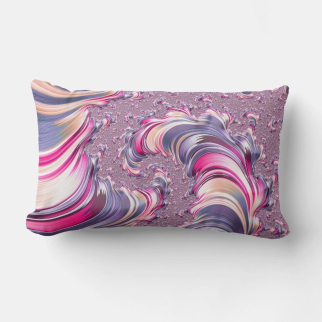 Abstract Pink Purple Spiral Fractal Lumbar Cushion (Front)