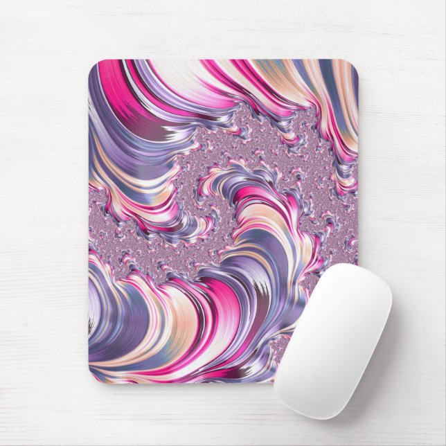 Abstract Pink Purple Spiral Fractal Mouse Pad (With Mouse)