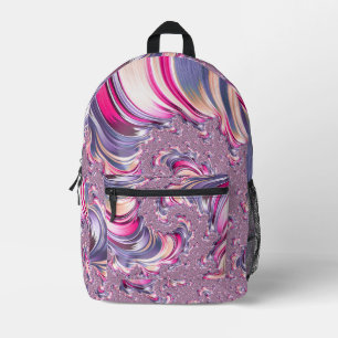 Abstract Pink Purple Spiral Fractal Printed Backpack