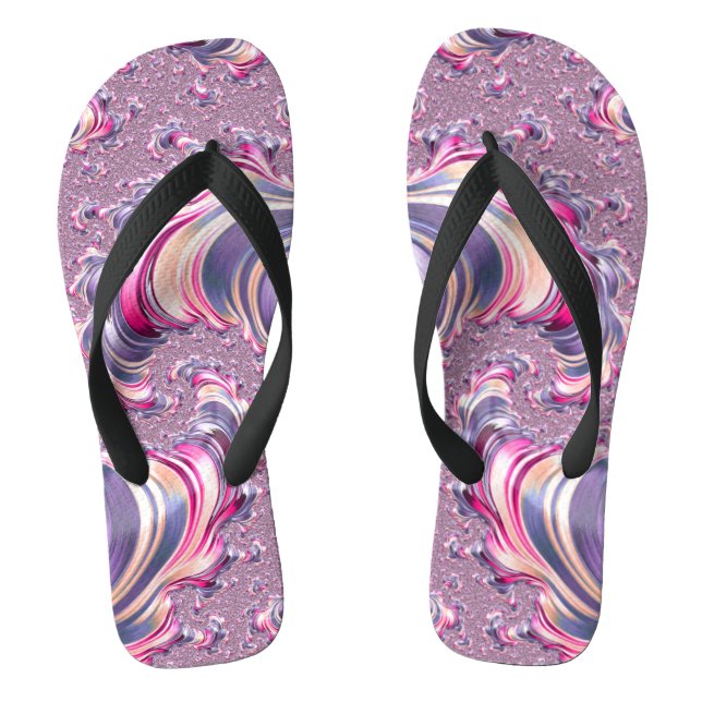 Abstract Pink Purple Spiral Fractal Thongs (Footbed)