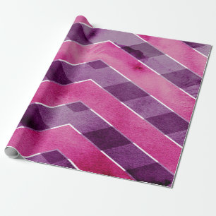 Abstract Pink Purple Watercolor Chevron Zigzag Wrapping Paper